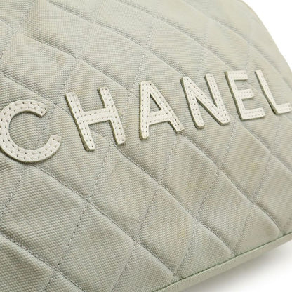 Chanel Sport Line Matelasse Logo Handbag Mini Boston Bag Canvas Leather Light