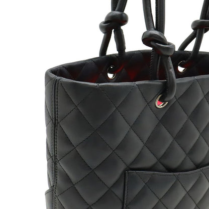 Chanel Cambon Line Medium Tote Bag Shoulder Bag Soft Calf Black White A25167