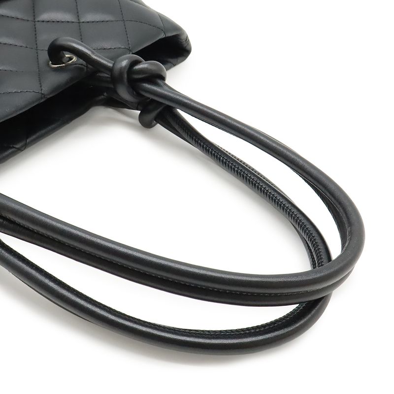 Chanel Cambon Line Medium Tote Bag Shoulder Bag Soft Calf Black White A25167