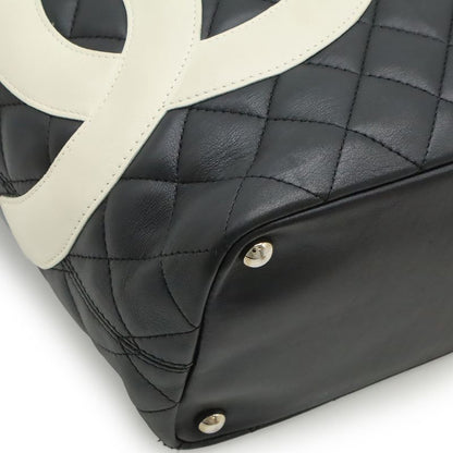 Chanel Cambon Line Medium Tote Bag Shoulder Bag Soft Calf Black White A25167