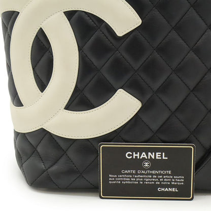 Chanel Cambon Line Medium Tote Bag Shoulder Bag Soft Calf Black White A25167
