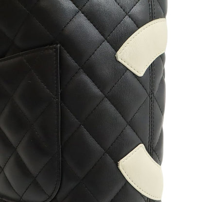 Chanel Cambon Line Medium Tote Bag Shoulder Bag Soft Calf Black White A25167