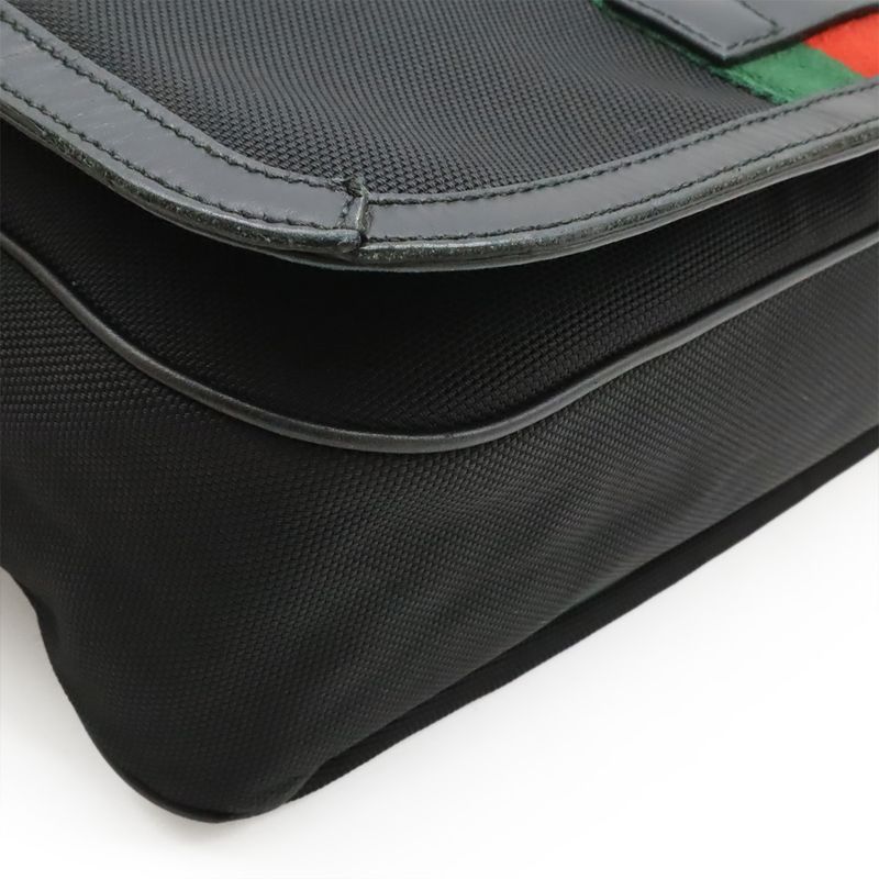 Gucci Web Stripe Sherry Line Messenger Bag Shoulder Bag Nylon Canvas Black