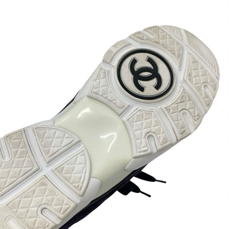 Chanel Sneakers Shoes Suede Fabric Navy Multicolor Here Mark Tweed