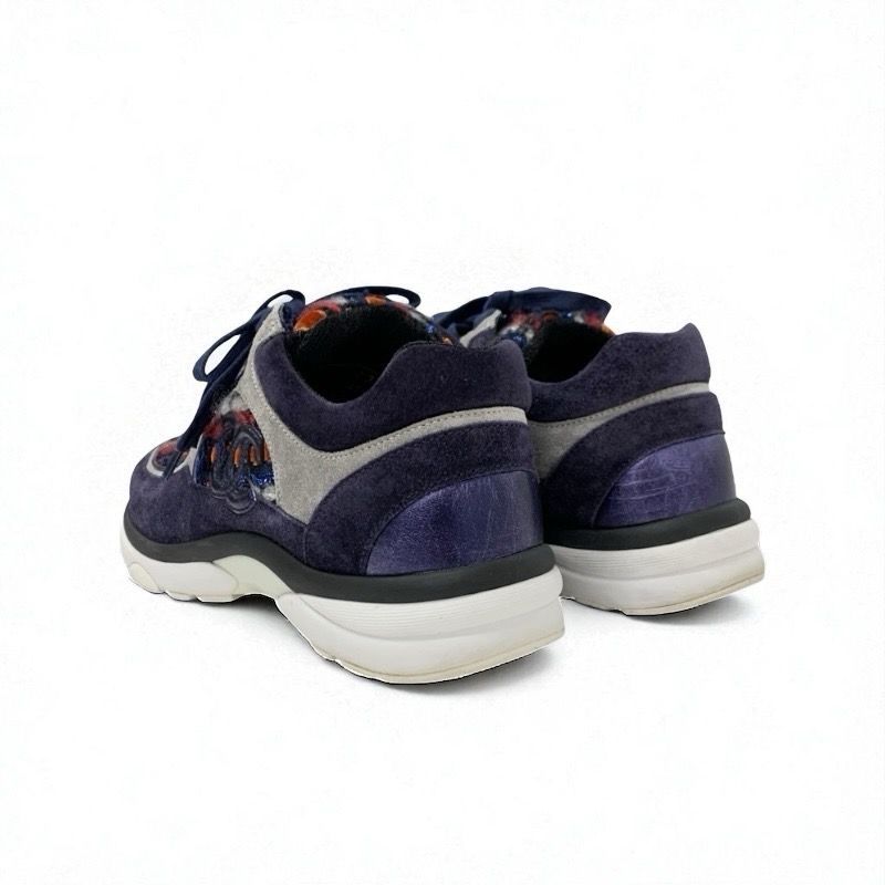 Chanel Sneakers Shoes Suede Fabric Navy Multicolor Here Mark Tweed