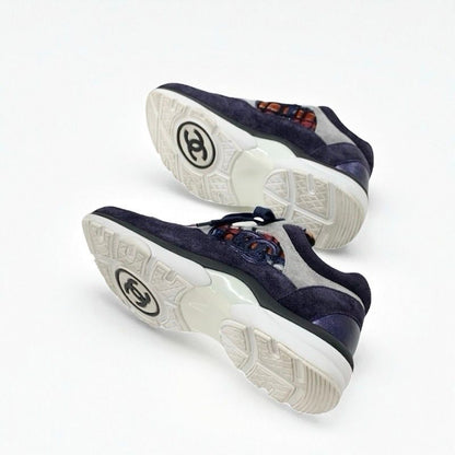 Chanel Sneakers Shoes Suede Fabric Navy Multicolor Here Mark Tweed