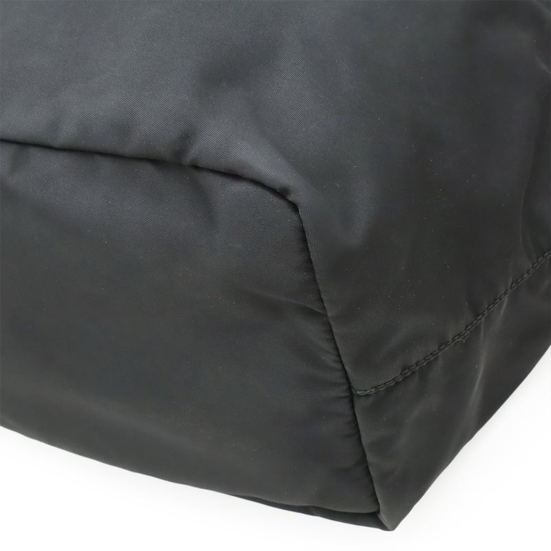 Prada Tessuto Gathered Ribbon Handbag Tote Bag Braided Handle Nylon NERO Black