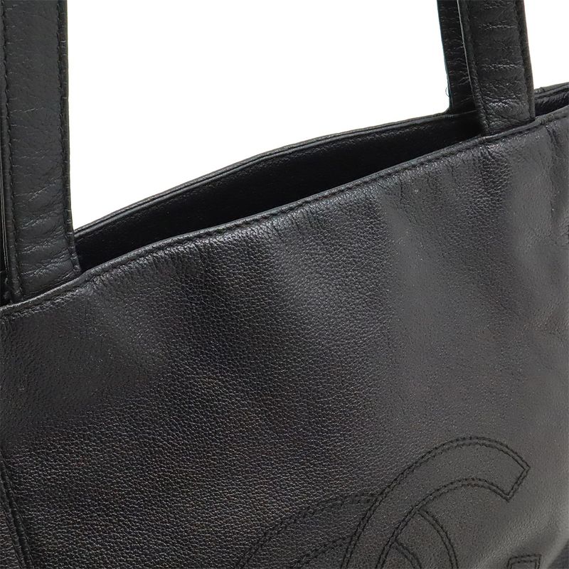 Chanel Coco Mark Tote Shoulder Bag Semi Shoulder Caviar Skin Leather Black