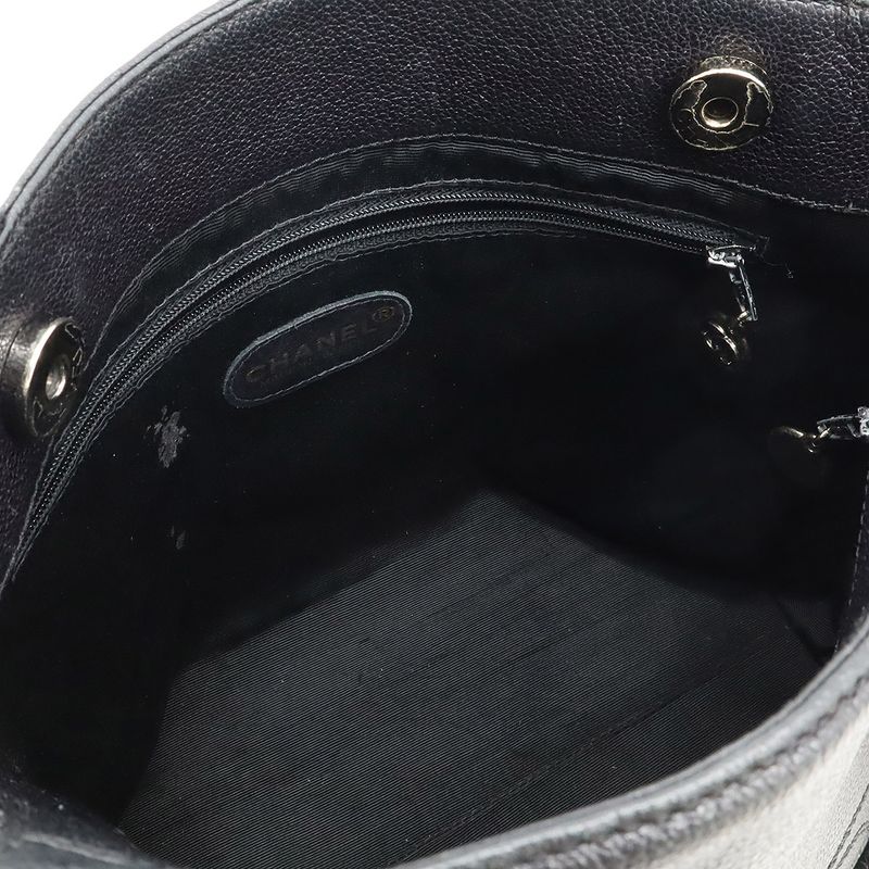 Chanel Coco Mark Tote Shoulder Bag Semi Shoulder Caviar Skin Leather Black