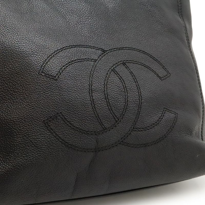 Chanel Coco Mark Tote Shoulder Bag Semi Shoulder Caviar Skin Leather Black