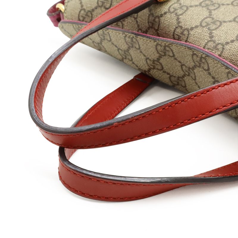 Gucci GG Supreme Tote Handbag 2WAY Shoulder Bag Crossbody PVC Leather Beige