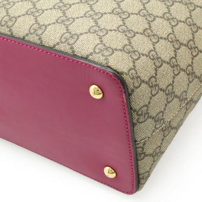 Gucci GG Supreme Tote Handbag 2WAY Shoulder Bag Crossbody PVC Leather Beige