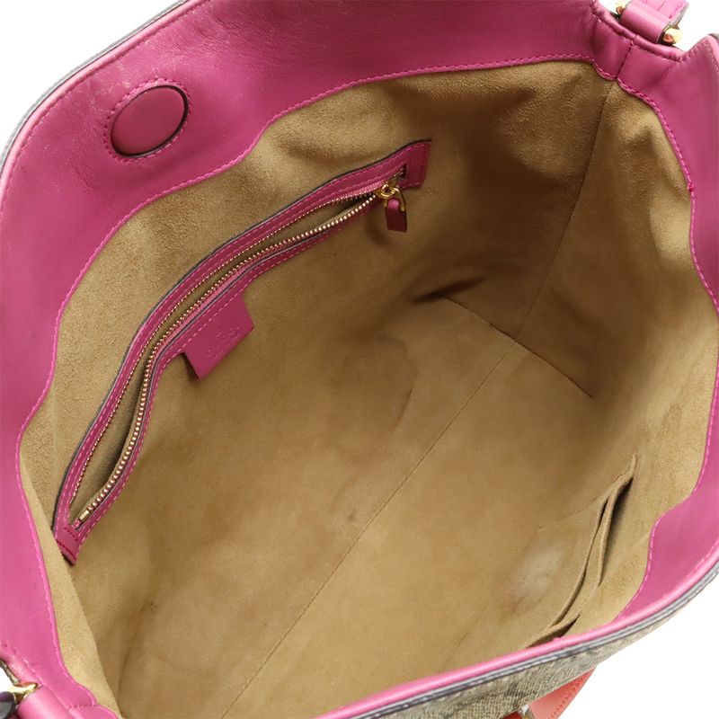 Gucci GG Supreme Tote Handbag 2WAY Shoulder Bag Crossbody PVC Leather Beige