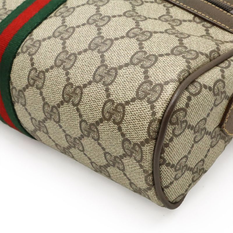 Gucci Old Gucci Sherry Line Pochette Shoulder Bag Crossbody PVC Leather Beige