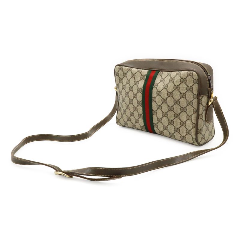 Gucci Old Gucci Sherry Line Pochette Shoulder Bag Crossbody PVC Leather Beige
