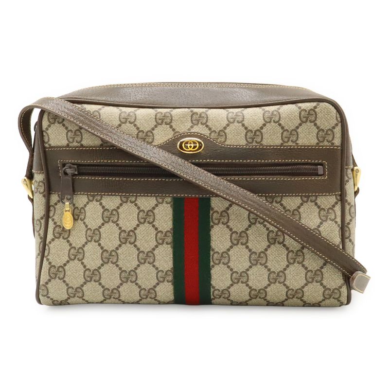 Gucci Old Gucci Sherry Line Pochette Shoulder Bag Crossbody PVC Leather Beige