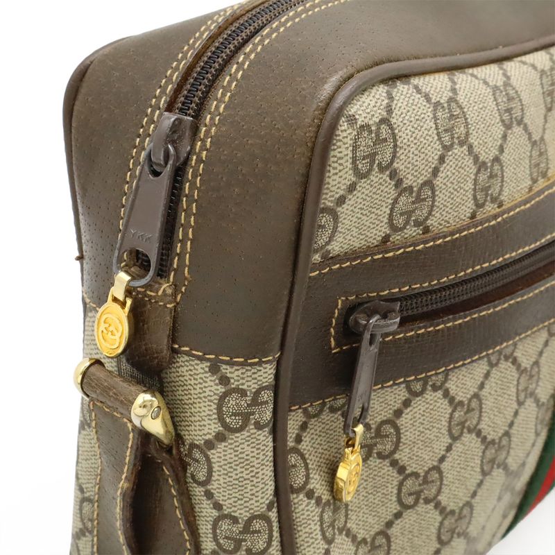 Gucci Old Gucci Sherry Line Pochette Shoulder Bag Crossbody PVC Leather Beige