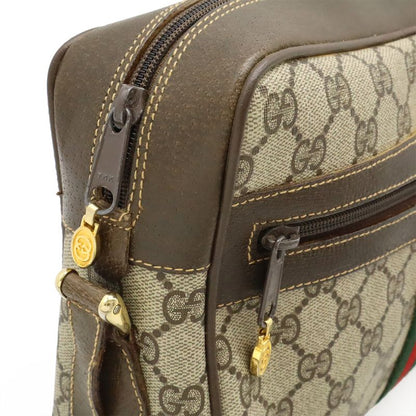 Gucci Old Gucci Sherry Line Pochette Shoulder Bag Crossbody PVC Leather Beige