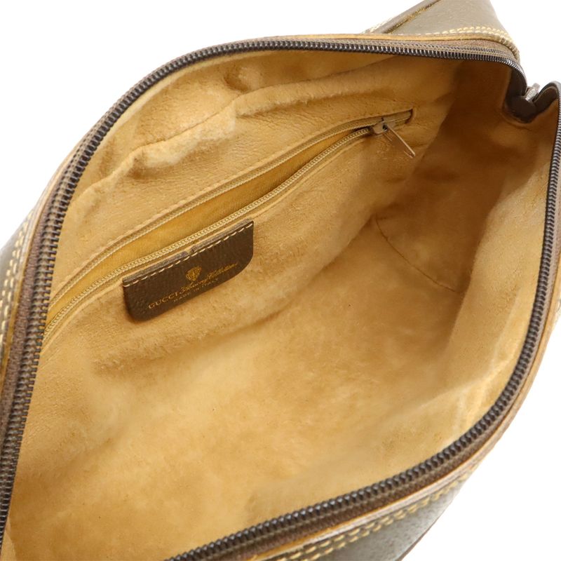 Gucci Old Gucci Sherry Line Pochette Shoulder Bag Crossbody PVC Leather Beige