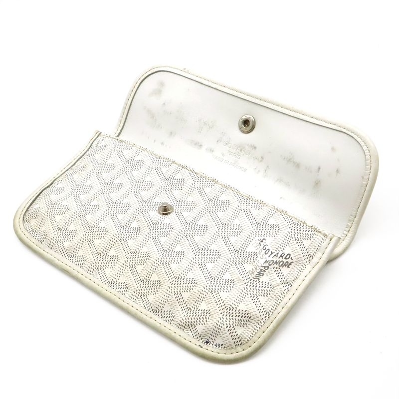 Goyard Saint Louis PM Tote Shoulder Bag Coated Canvas Leather White Gray With