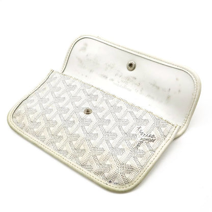 Goyard Saint Louis PM Tote Shoulder Bag Coated Canvas Leather White Gray With