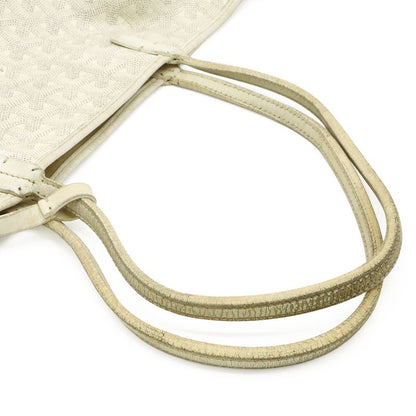 Goyard Saint Louis PM Tote Shoulder Bag Coated Canvas Leather White Gray With