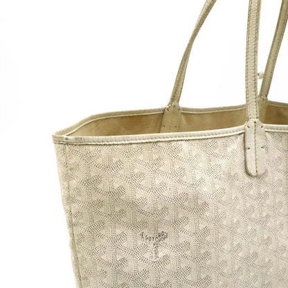 Goyard Saint Louis PM Tote Shoulder Bag Coated Canvas Leather White Gray With