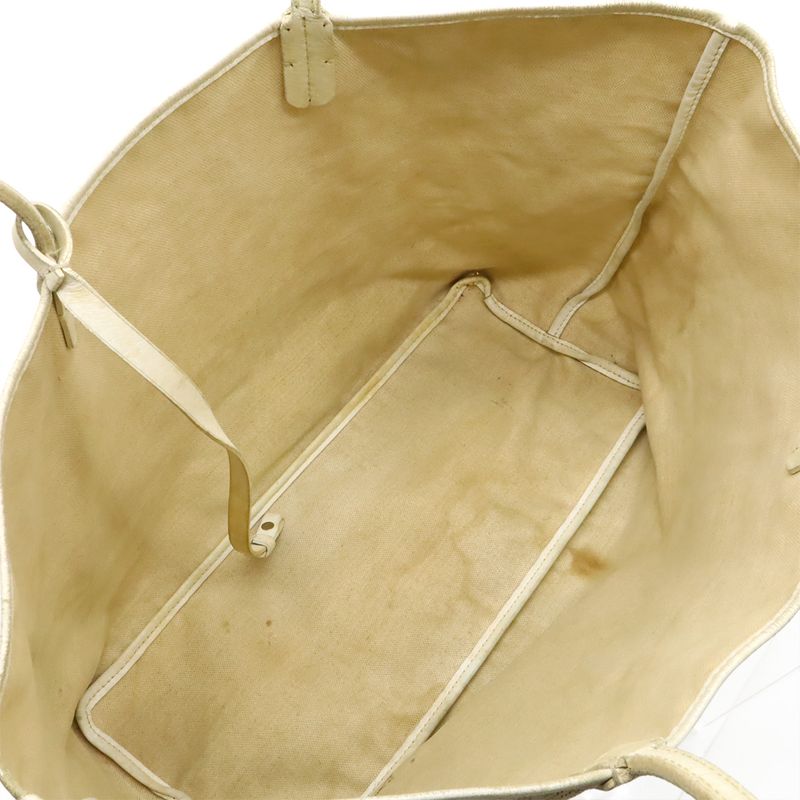 Goyard Saint Louis PM Tote Shoulder Bag Coated Canvas Leather White Gray With