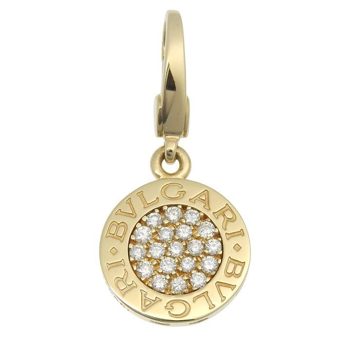Bvlgari Diamond Charm 18K Yellow Gold 750 Yellow Gold Diamond Pendant Top