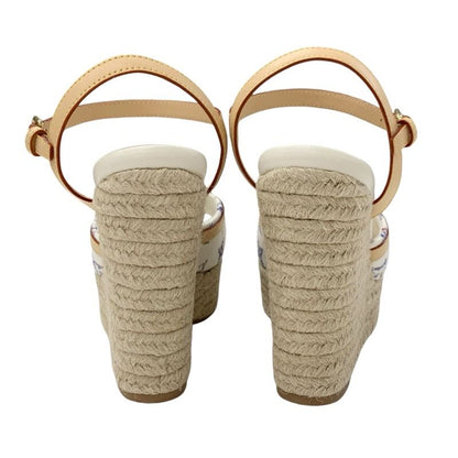 Louis Vuitton Helios Line Monogram Sandals Shoes Fabric Leather White Multicolor