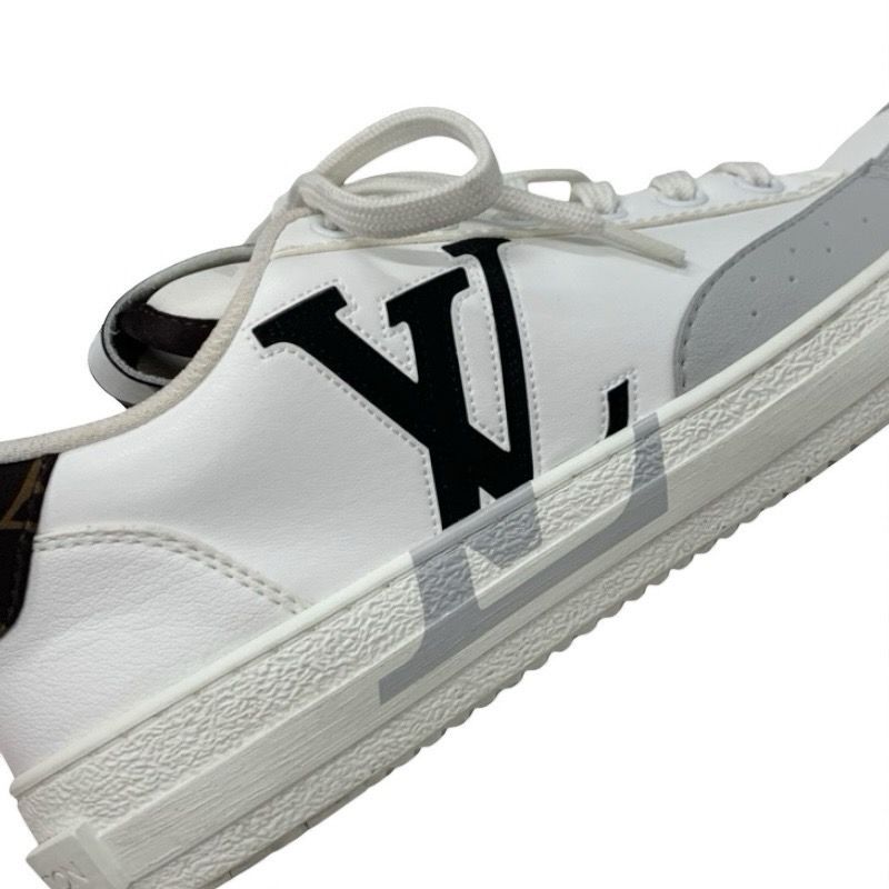 Louis Vuitton Charlie Line Monogram Sneakers Shoes Leather Fabric White Black