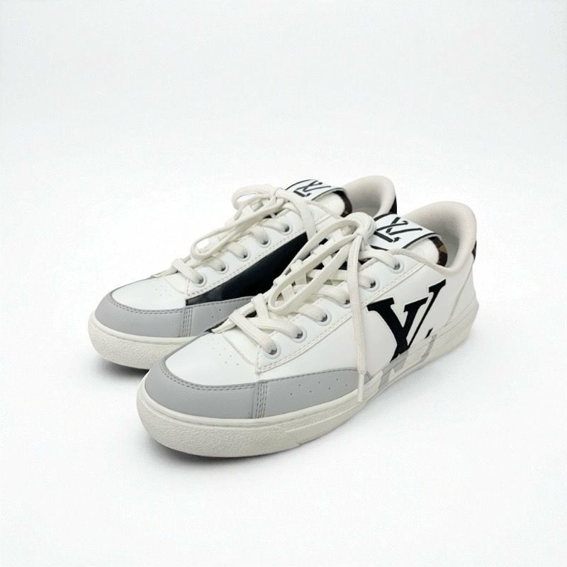 Louis Vuitton Charlie Line Monogram Sneakers Shoes Leather Fabric White Black