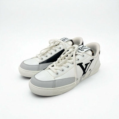 Louis Vuitton Charlie Line Monogram Sneakers Shoes Leather Fabric White Black