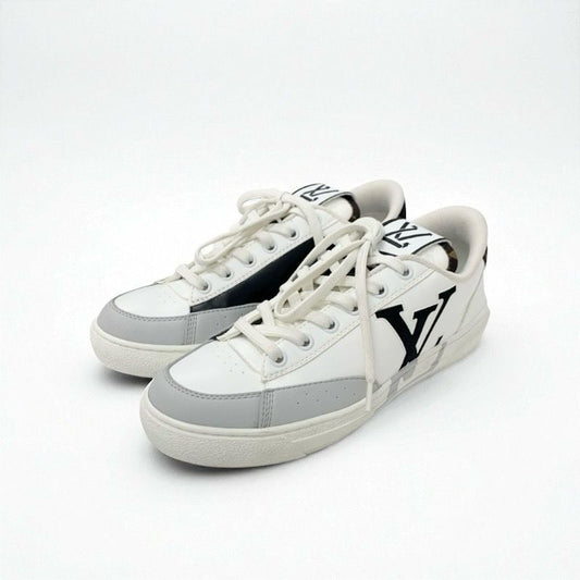 Louis Vuitton Charlie Line Monogram Sneakers Shoes Leather Fabric White Black
