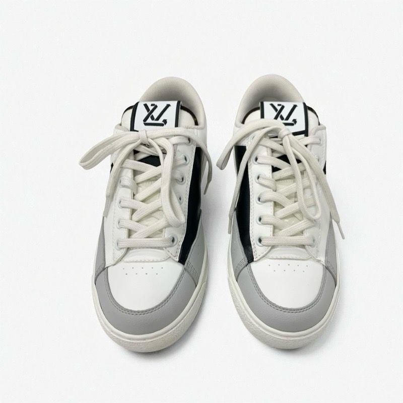 Louis Vuitton Charlie Line Monogram Sneakers Shoes Leather Fabric White Black