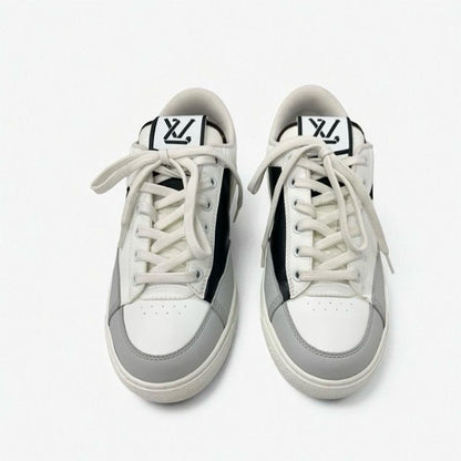 Louis Vuitton Charlie Line Monogram Sneakers Shoes Leather Fabric White Black