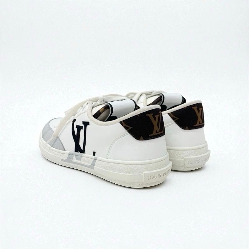 Louis Vuitton Charlie Line Monogram Sneakers Shoes Leather Fabric White Black