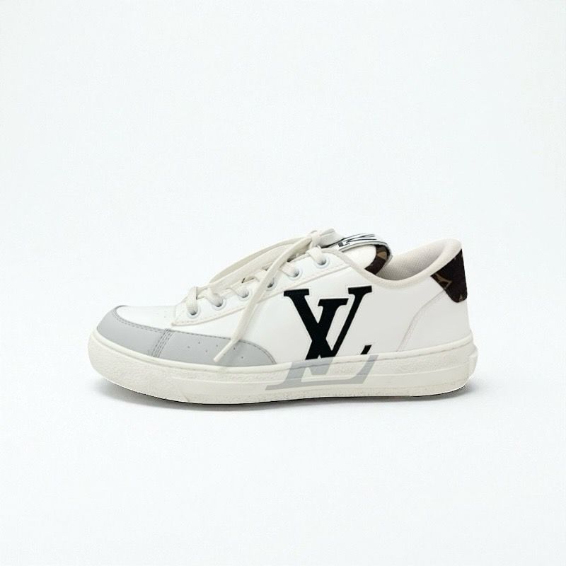 Louis Vuitton Charlie Line Monogram Sneakers Shoes Leather Fabric White Black