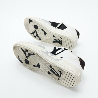 Louis Vuitton Charlie Line Monogram Sneakers Shoes Leather Fabric White Black