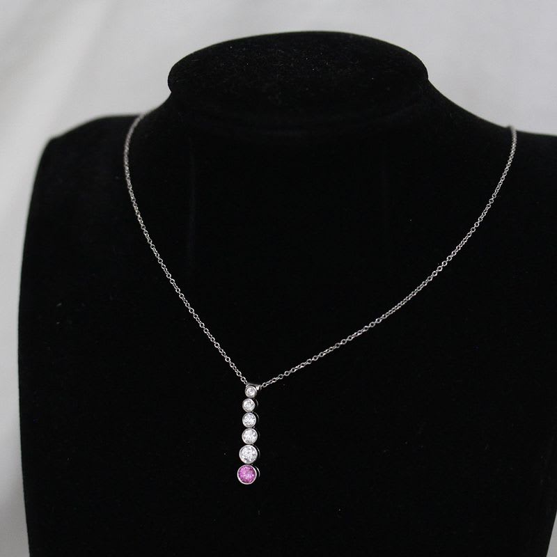 Tiffany & Co Pink Sapphire Diamond Necklace Pt950 E1821