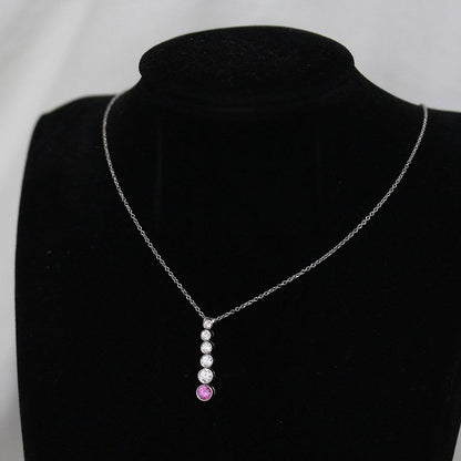 Tiffany & Co Pink Sapphire Diamond Necklace Pt950 E1821