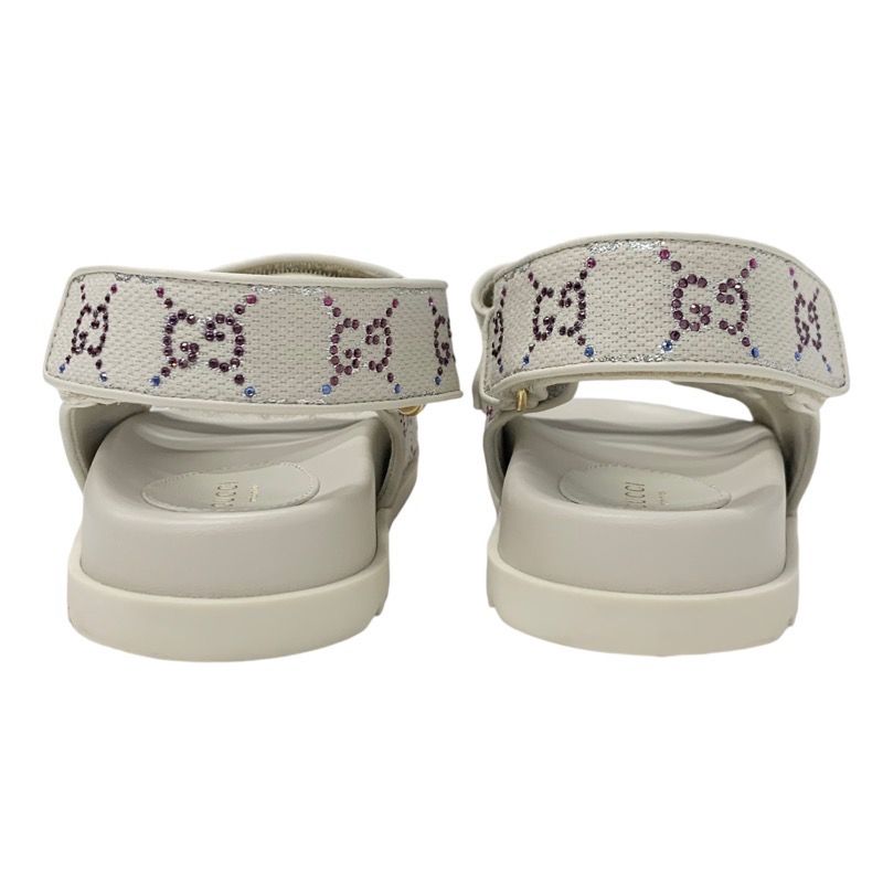 Gucci Double G Sandals Shoes Fabric Leather Ivory Multicolor Gold Ggmarmont