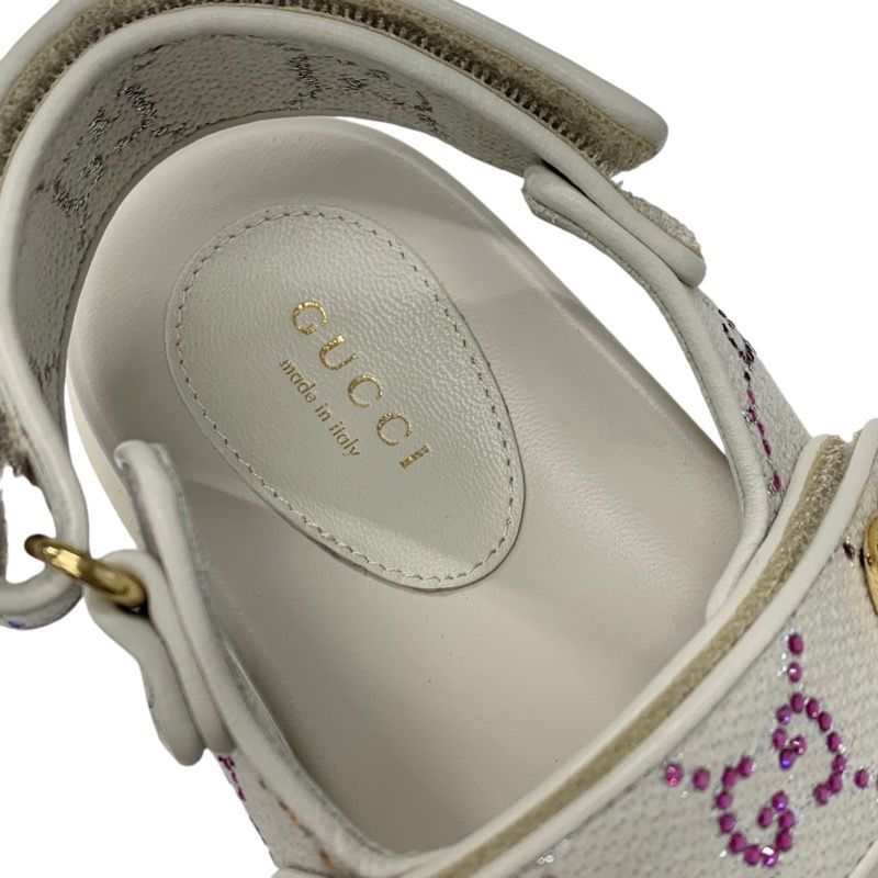 Gucci Double G Sandals Shoes Fabric Leather Ivory Multicolor Gold Ggmarmont