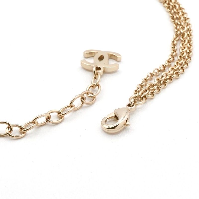 Chanel Necklace Pendant Choker Gold Coco Mark Heart Rhinestone