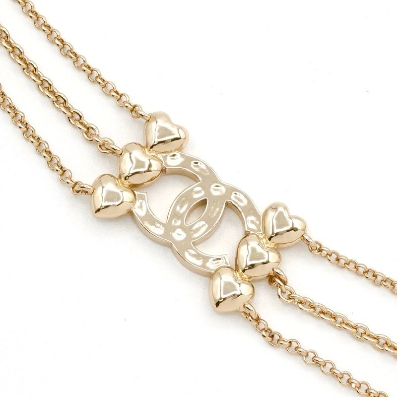 Chanel Necklace Pendant Choker Gold Coco Mark Heart Rhinestone