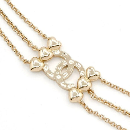 Chanel Necklace Pendant Choker Gold Coco Mark Heart Rhinestone