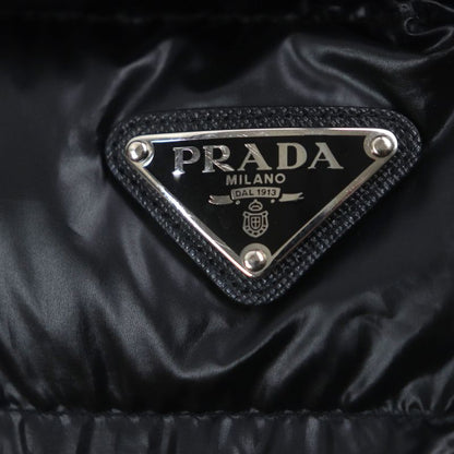 Prada 2022 Sga654 Triangle Logo Triangle Plate Hooded Zip Up Down Jacket Black