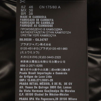 Prada 2022 Sga654 Triangle Logo Triangle Plate Hooded Zip Up Down Jacket Black