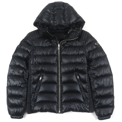 Prada 2022 Sga654 Triangle Logo Triangle Plate Hooded Zip Up Down Jacket Black