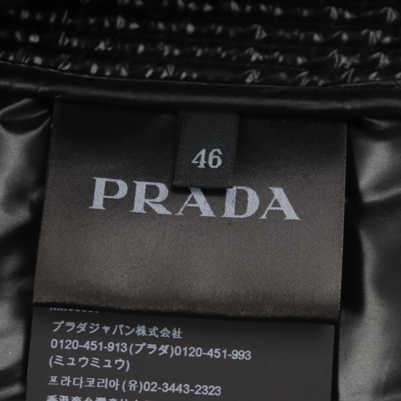 Prada 2022 Sga654 Triangle Logo Triangle Plate Hooded Zip Up Down Jacket Black